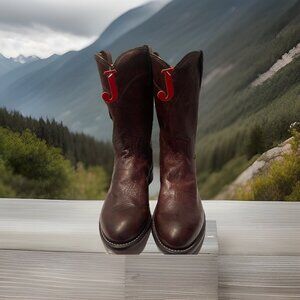 NWOB Justin Brown / Black Marbled‎ Leather Boots Roper # 3162 Men’s Size 7.5D